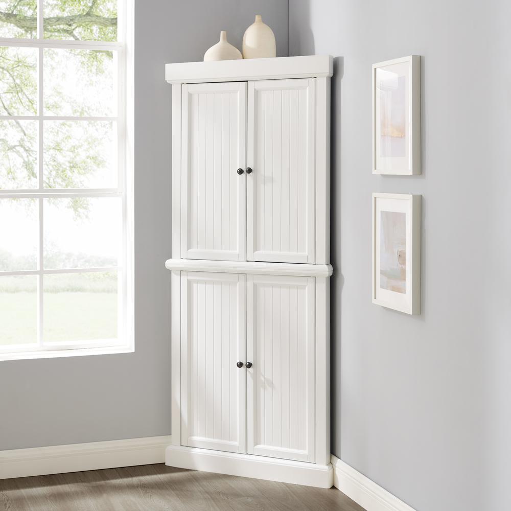 Shoreline Tall Corner Pantry White - 2 Stackable Pantries. Picture 3