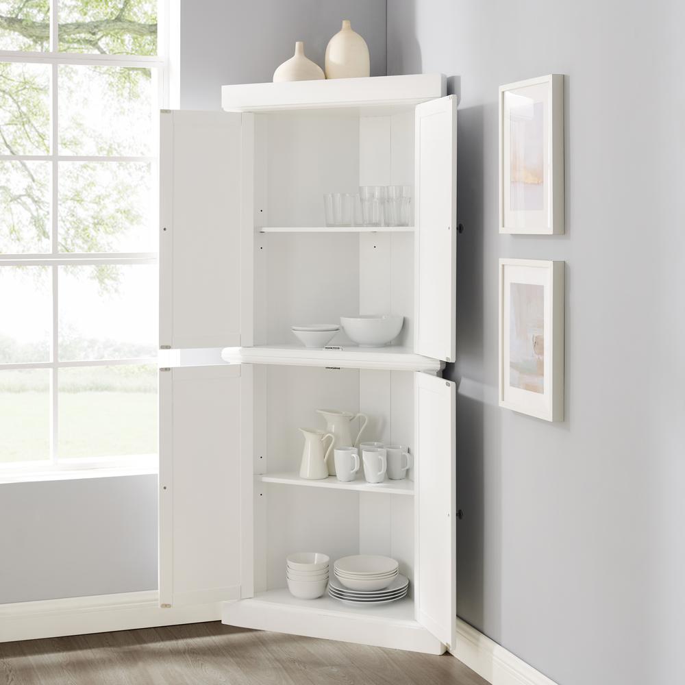 Shoreline Tall Corner Pantry White - 2 Stackable Pantries. Picture 4
