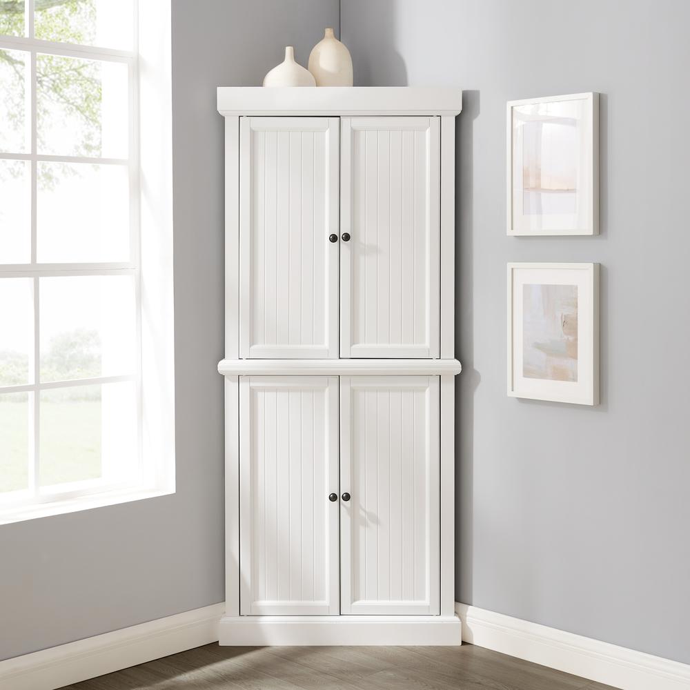 Shoreline Tall Corner Pantry White - 2 Stackable Pantries. Picture 5