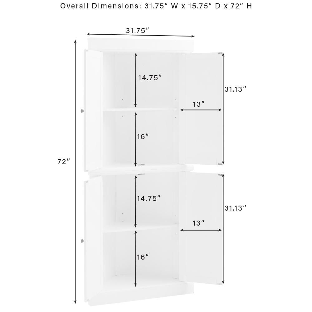 Shoreline Tall Corner Pantry White - 2 Stackable Pantries. Picture 6