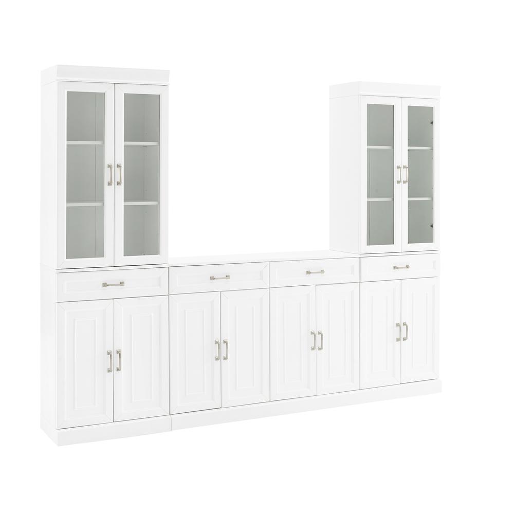 Stanton 3Pc Sideboard And Glass Door Pantry Set White - Sideboard & 2 Pantries. Picture 1