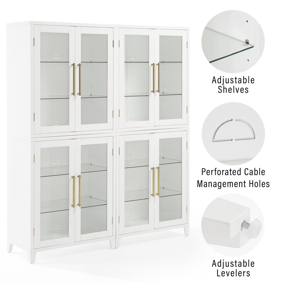 Roarke 2Pc Glass Door Kitchen Pantry Storage Cabinet Set. Picture 7