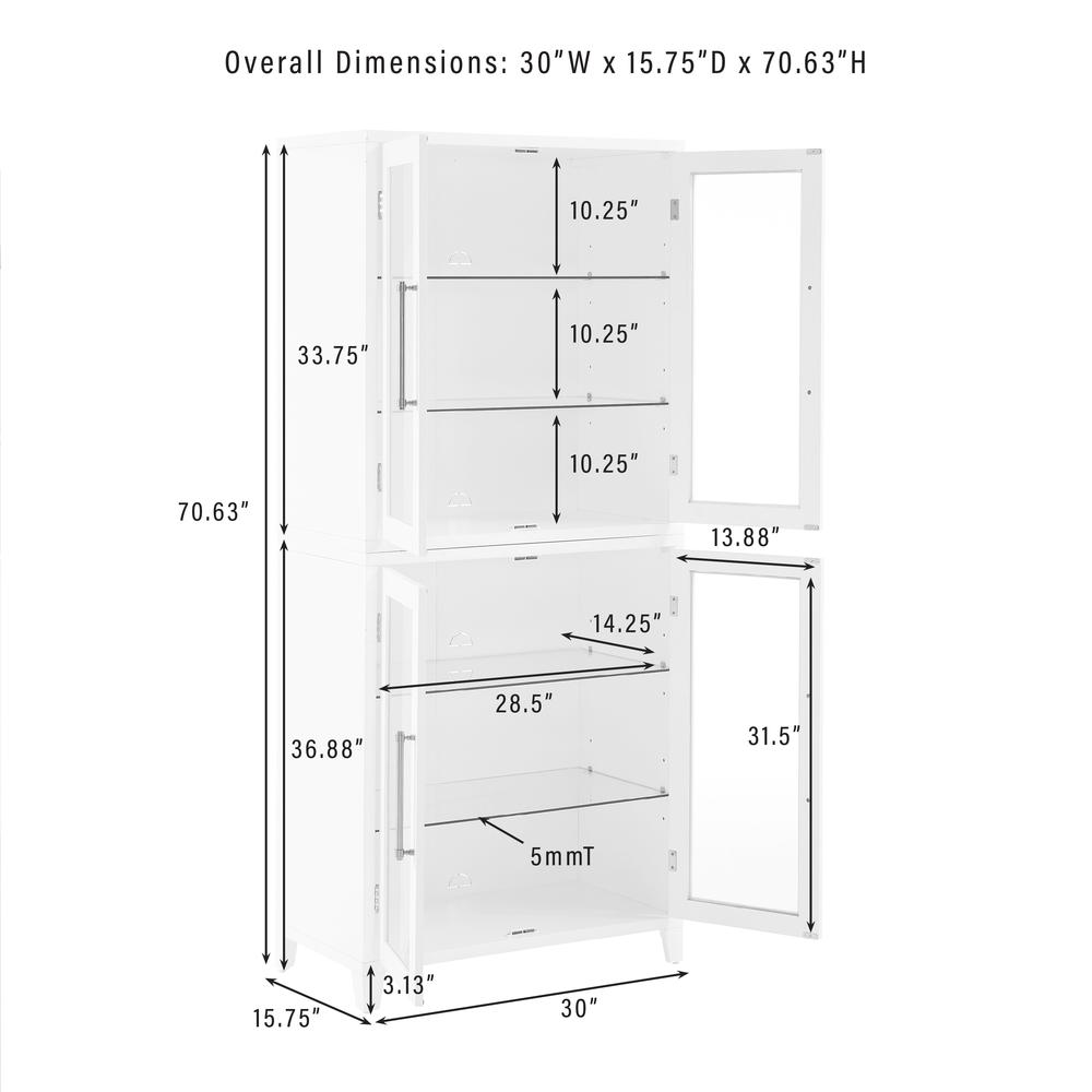 Roarke 2Pc Glass Door Kitchen Pantry Storage Cabinet Set. Picture 8