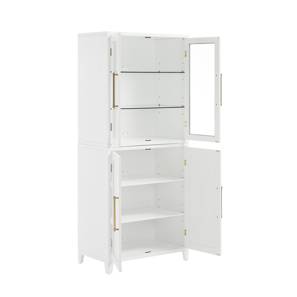 Roarke 2Pc Pantry Storage Cabinet W/Glass Door Hutch Set. Picture 3