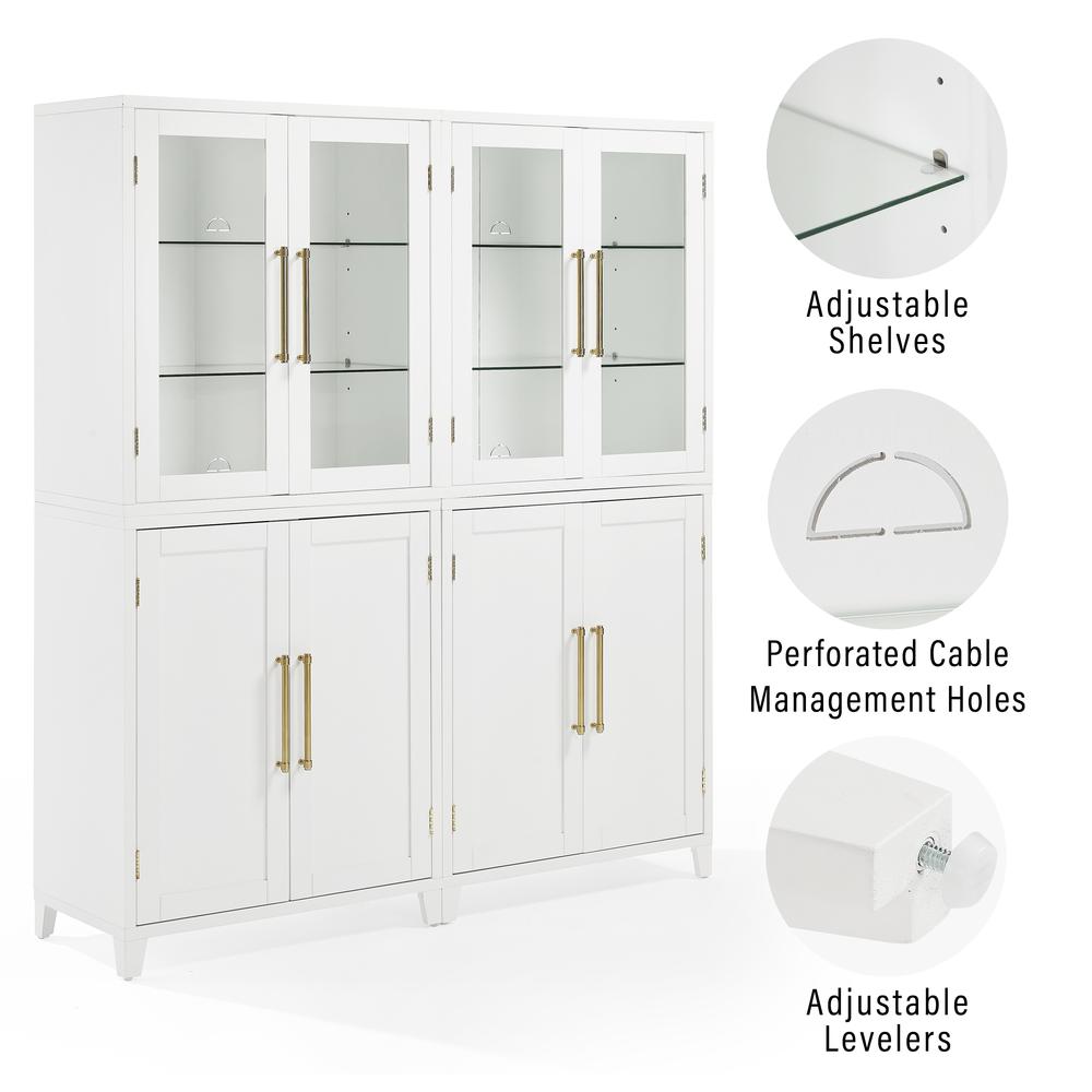 Roarke 2Pc Pantry Storage Cabinet W/Glass Door Hutch Set. Picture 6
