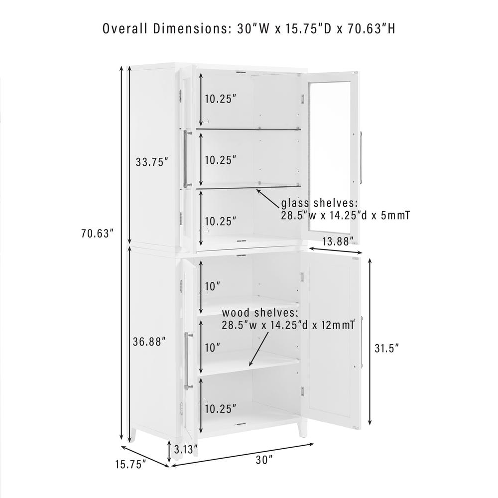 Roarke 2Pc Pantry Storage Cabinet W/Glass Door Hutch Set. Picture 5