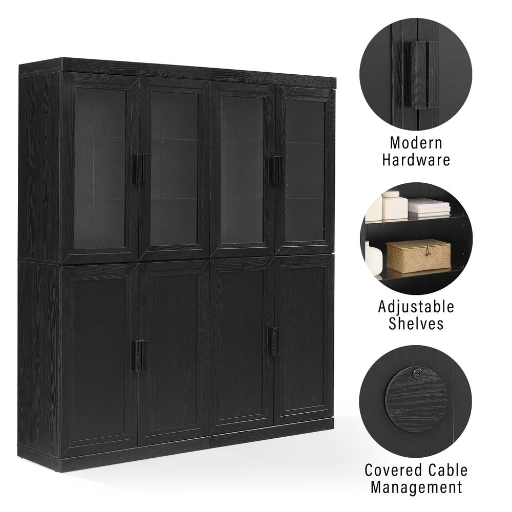 Essen 2Pc Pantry Storage Cabinet W/Glass Door Hutch Set. Picture 8