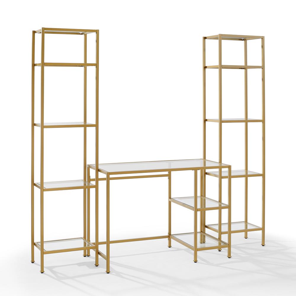Aimee 3Pc Desk & Etagere Set Soft Gold - Desk & 2 Narrow Etageres. Picture 7