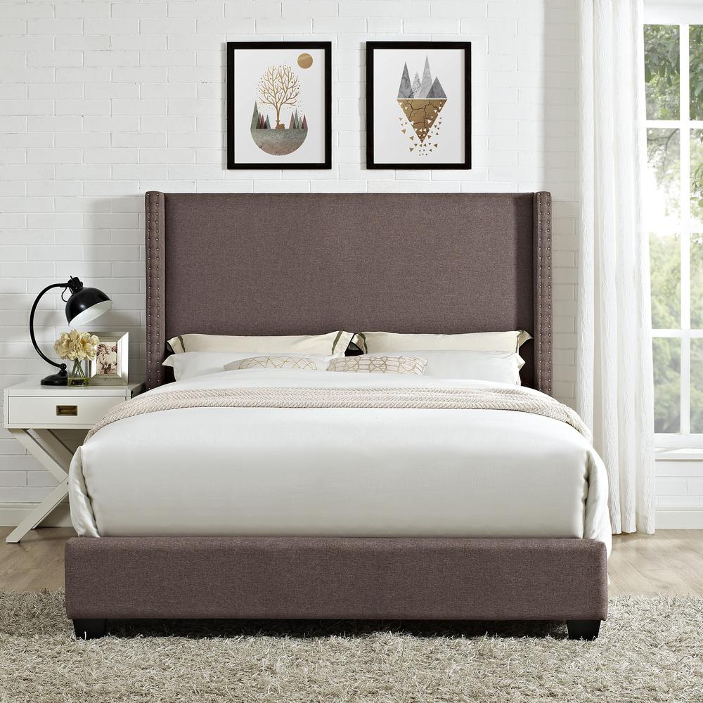 Casey Upholstered Queen Bed Bourbon - Headboard, Footboard, Rails. Picture 3