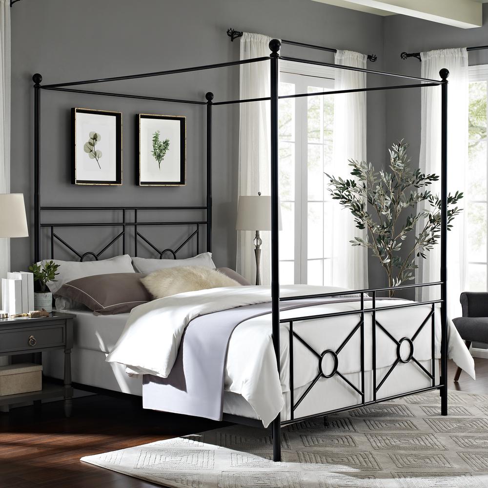 Montgomery Queen Canopy Bed Black - Headboard, Footboard, Finials, Rails, Canopy. Picture 8