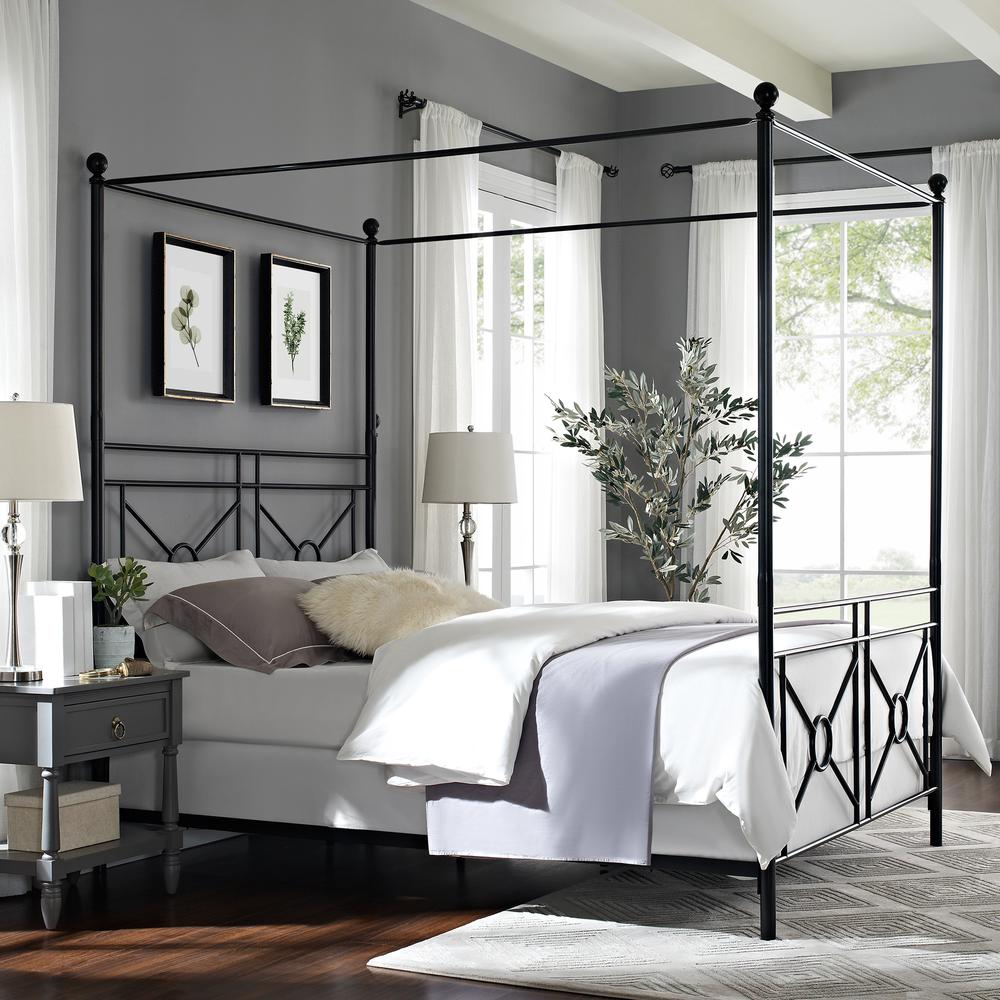 Montgomery Queen Canopy Bed Black - Headboard, Footboard, Finials, Rails, Canopy. Picture 9