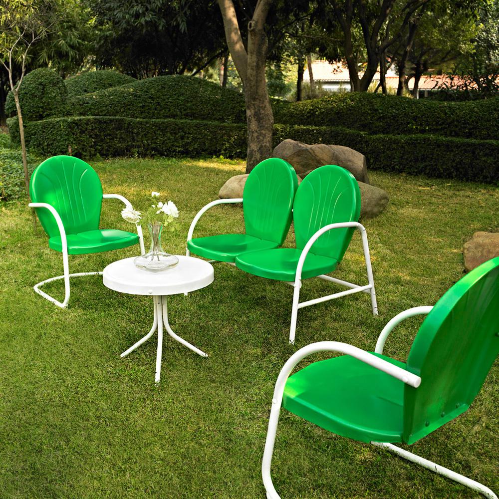 Griffith 4Pc Outdoor Conversation Set Green/White - Loveseat, 2 Chairs, Side Table. Picture 1