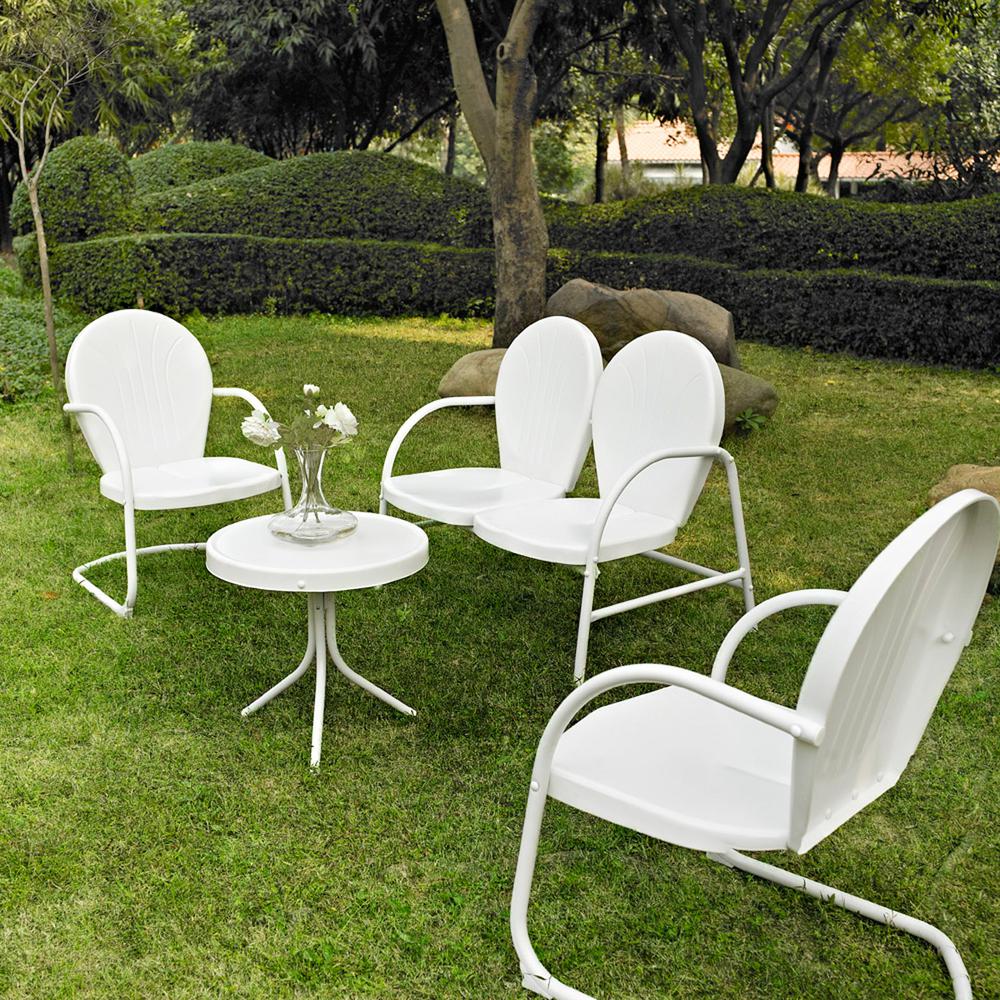 Griffith 4Pc Outdoor Conversation Set White - Loveseat, 2 Chairs, Side Table. Picture 1