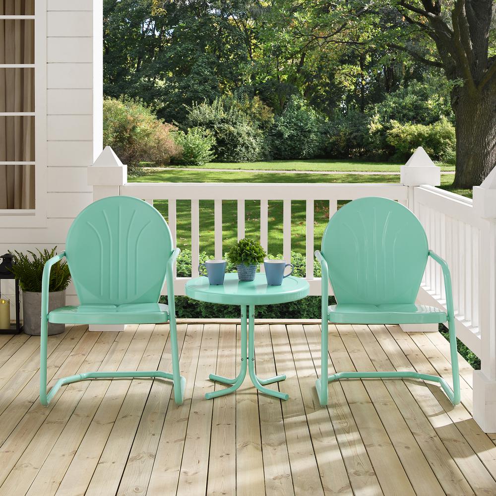 Griffith 3Pc Outdoor Chat Set Aqua - 2 Chairs, Side Table. Picture 3