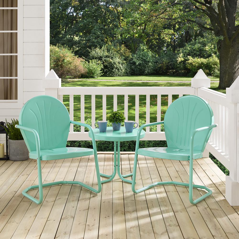 Griffith 3Pc Outdoor Chat Set Aqua - 2 Chairs, Side Table. Picture 4