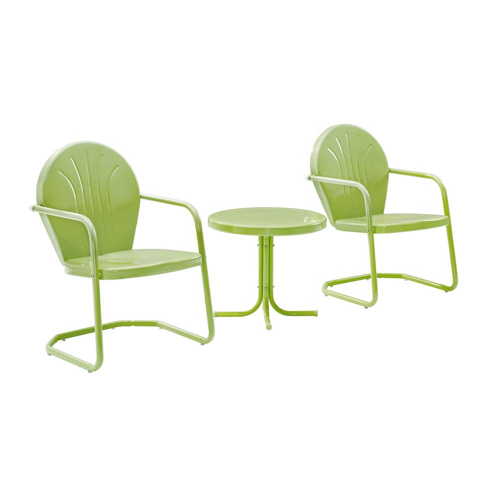 Griffith 3Pc Outdoor Metal Armchair Set Key Lime Gloss - Side Table & 2 Chairs. Picture 1