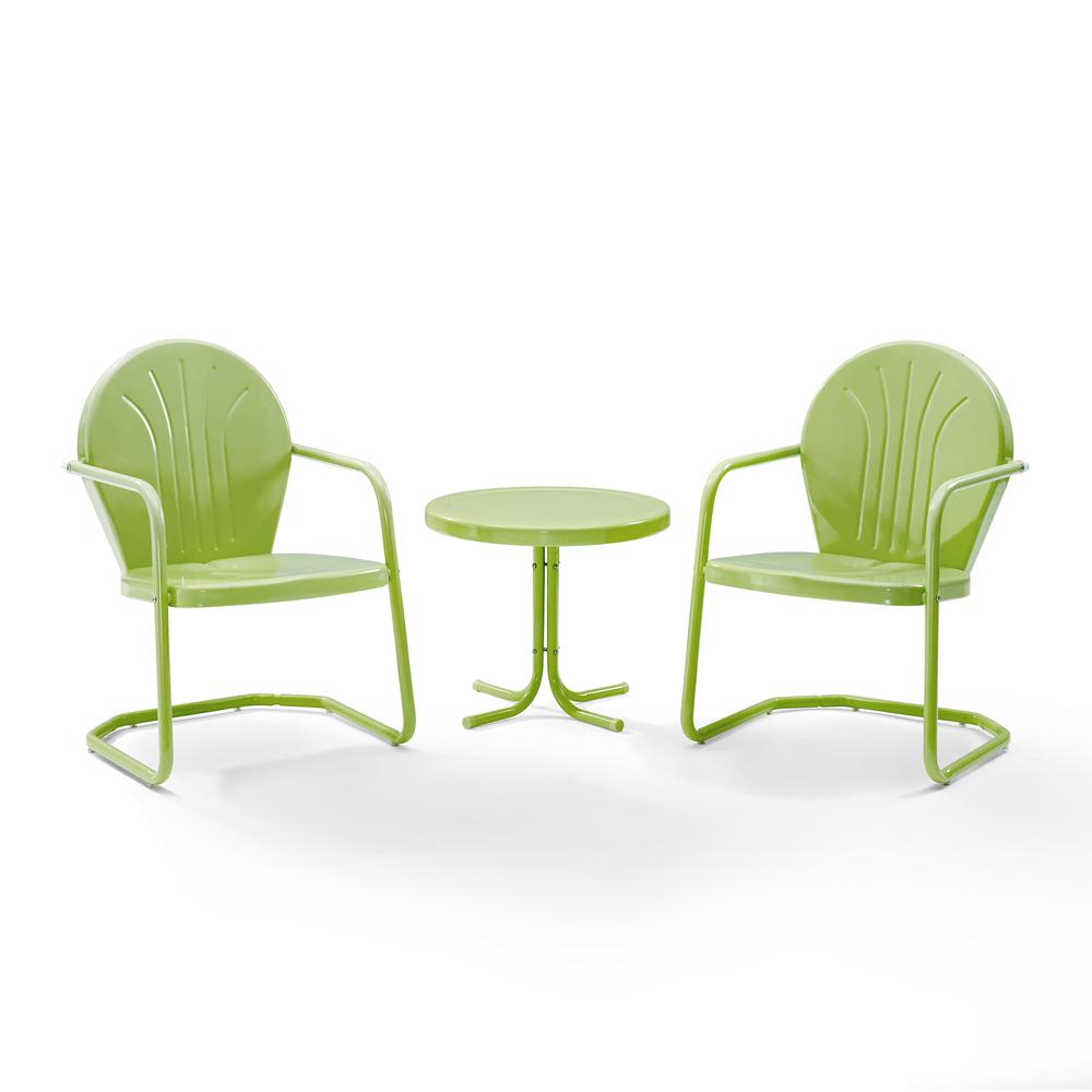 Griffith 3Pc Outdoor Metal Armchair Set Key Lime Gloss - Side Table & 2 Chairs. Picture 6