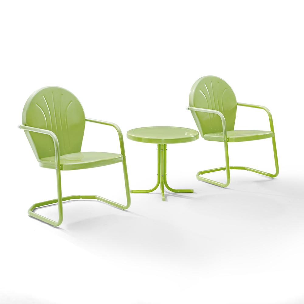 Griffith 3Pc Outdoor Metal Armchair Set Key Lime Gloss - Side Table & 2 Chairs. Picture 7
