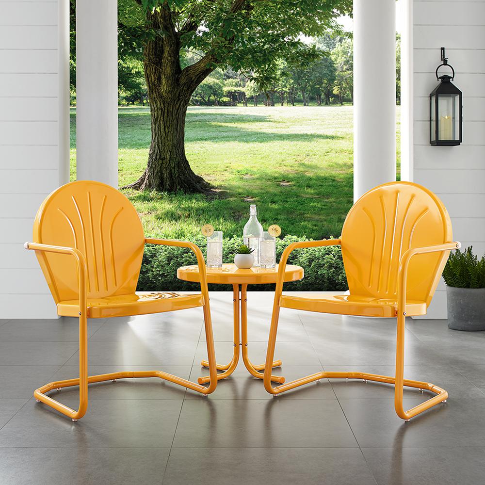 Griffith 3Pc Outdoor Chat Set Tangerine - 2 Chairs, Side Table. Picture 1
