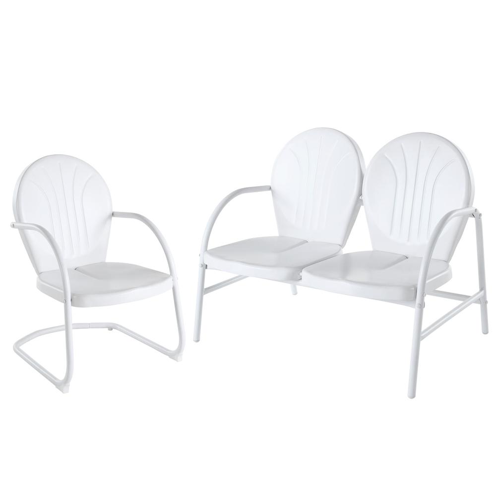 Griffith 2Pc Outdoor Conversation Set White - Loveseat, Chair. Picture 3