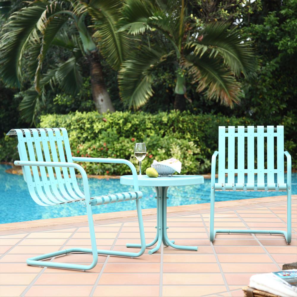 Gracie 3Pc Outdoor Chat Set Blue - 2 Chairs, Side Table. Picture 1