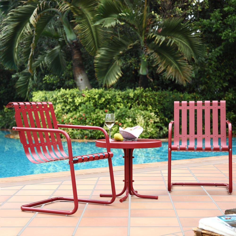 Gracie 3Pc Outdoor Chat Set Red - 2 Chairs, Side Table. Picture 1
