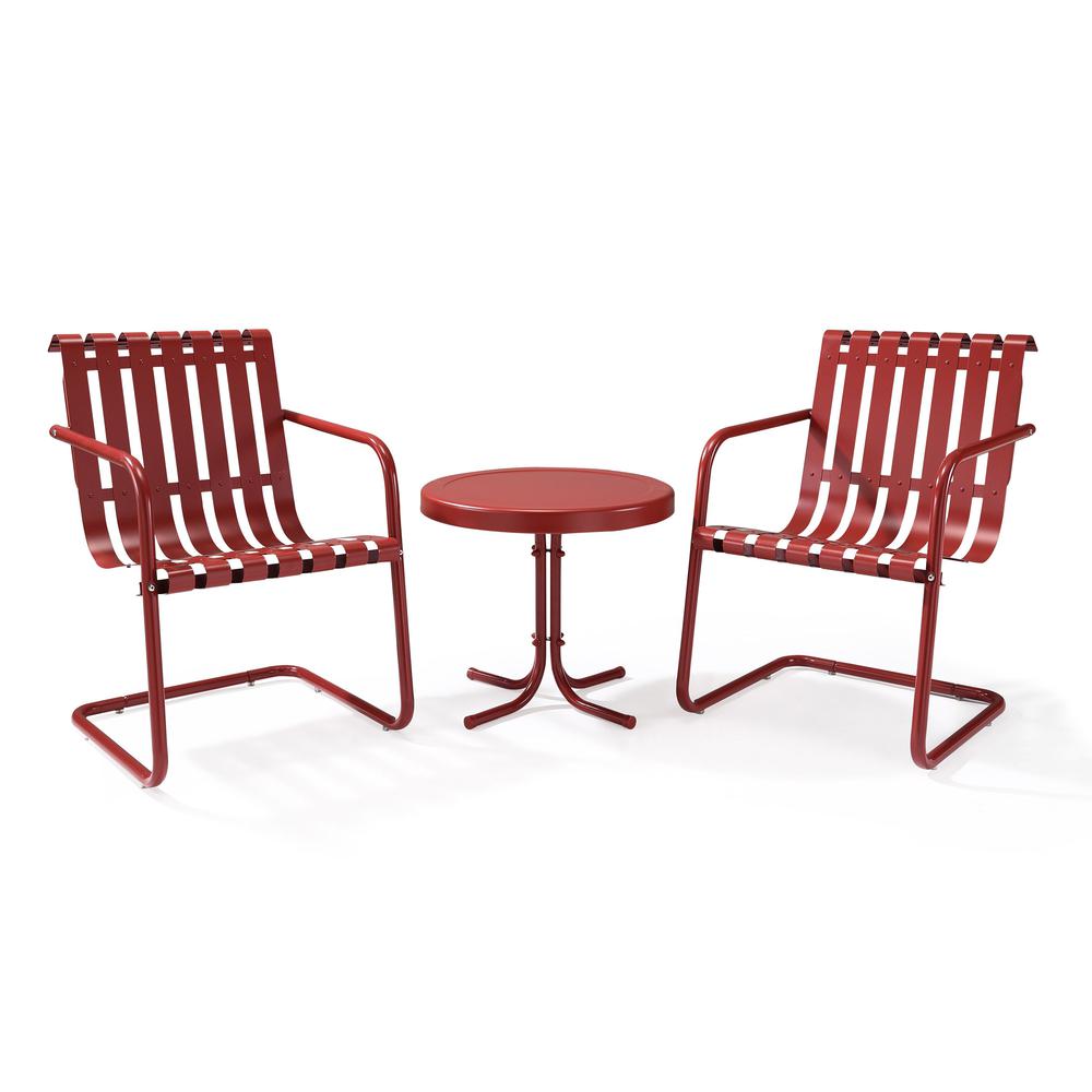 Gracie 3Pc Outdoor Metal Armchair Set Red - Side Table & 2 Chairs. Picture 1
