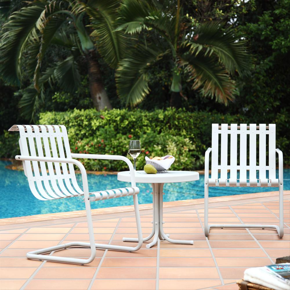 Gracie 3Pc Outdoor Chat Set White - 2 Chairs, Side Table. Picture 1