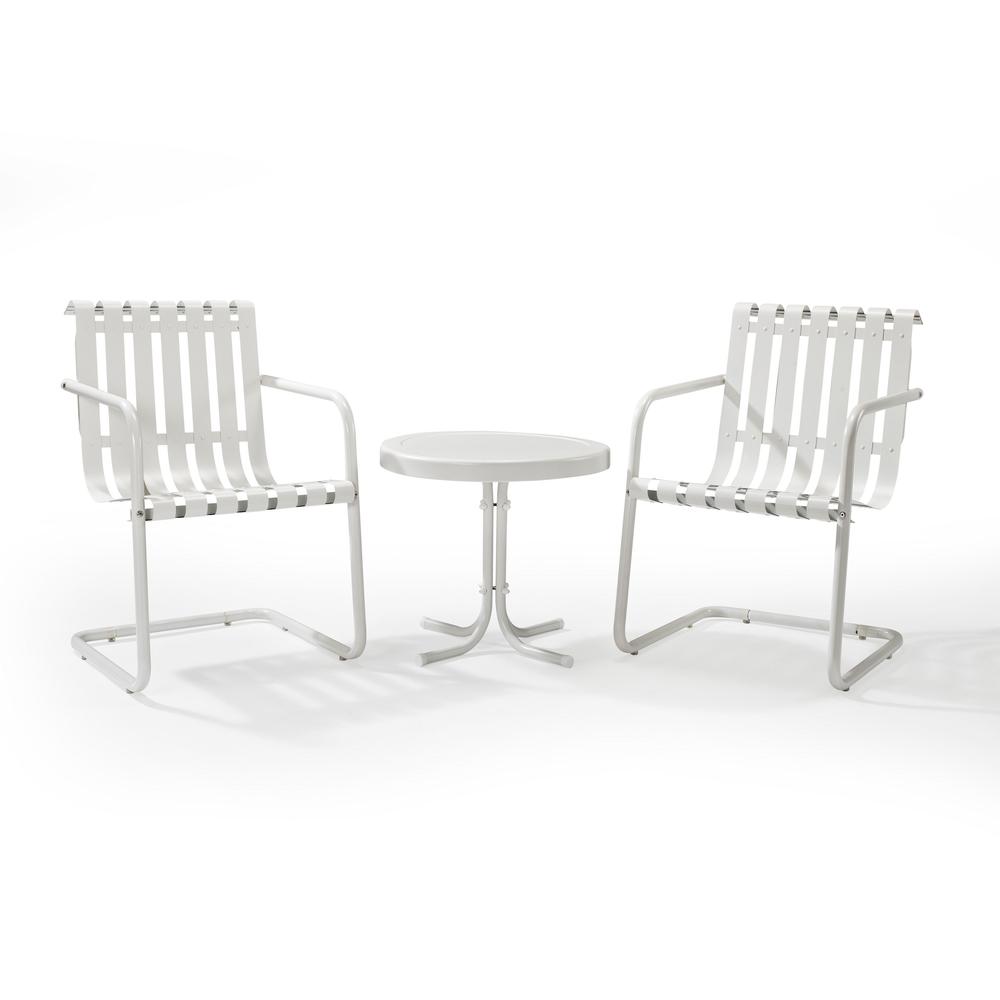 Gracie 3Pc Outdoor Metal Armchair Set White - Side Table & 2 Chairs. Picture 1