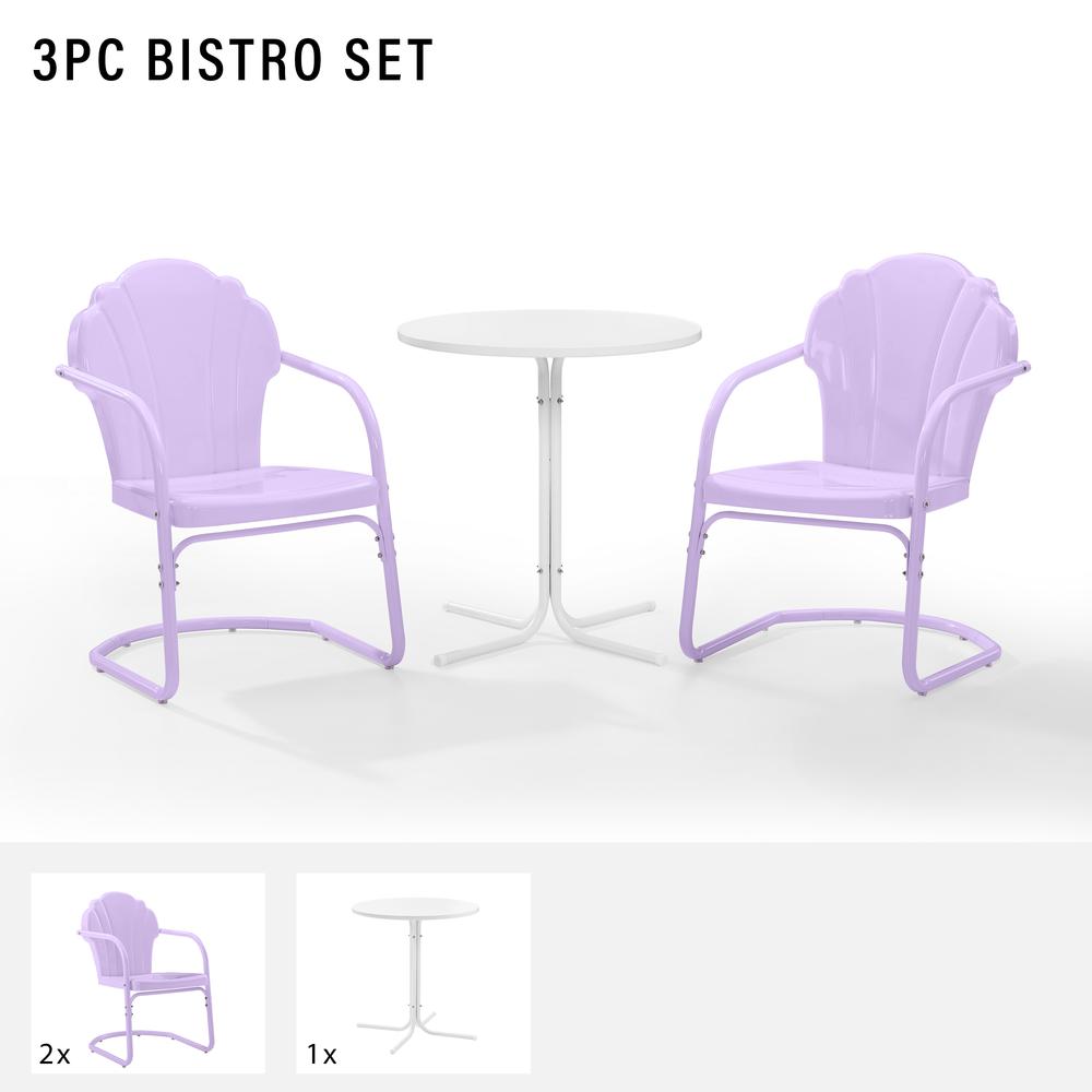 Tulip 3Pc Retro Outdoor Bistro Set- Bistro Table & 2 Chairs. Picture 10