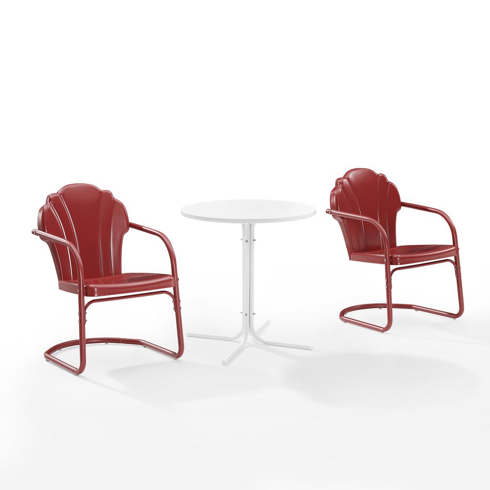 Tulip 3Pc Outdoor Bistro Set Dark Red Satin /White Satin - Bistro Table & 2 Chairs. Picture 10