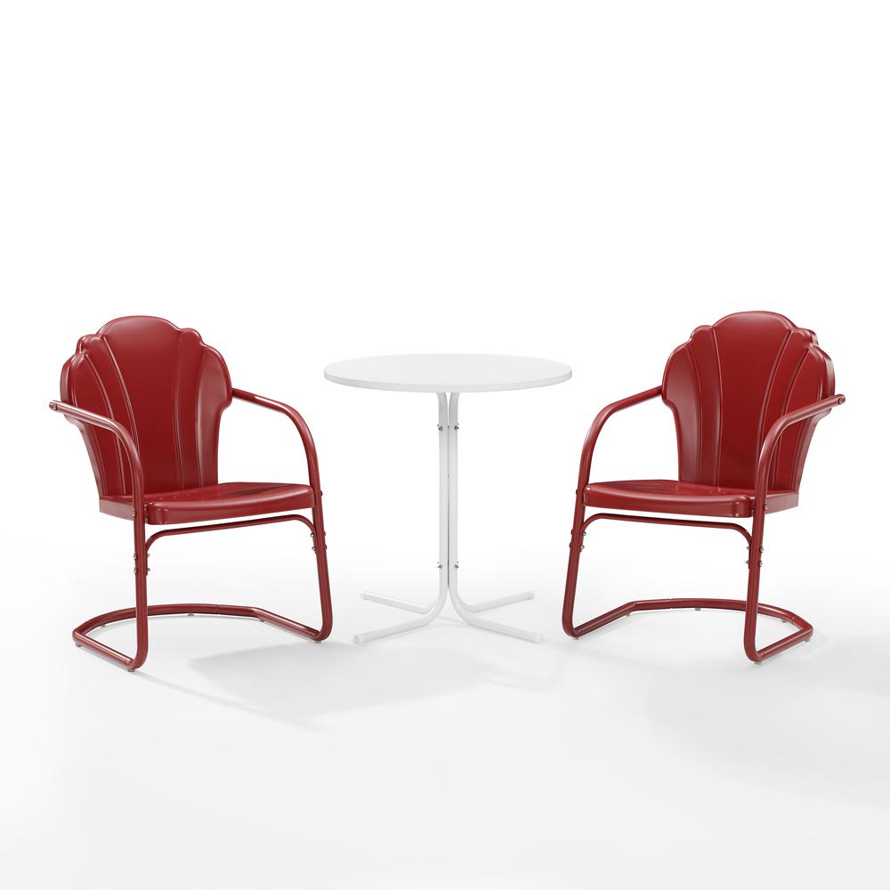 Tulip 3Pc Outdoor Bistro Set Dark Red Satin /White Satin - Bistro Table & 2 Chairs. Picture 16