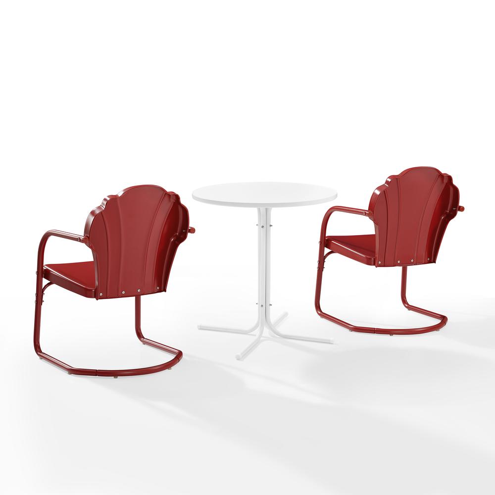Tulip 3Pc Outdoor Bistro Set Dark Red Satin /White Satin - Bistro Table & 2 Chairs. Picture 13