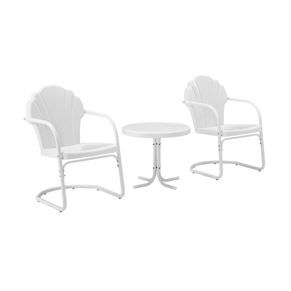 Tulip 3Pc Outdoor Metal Armchair Set White - Side Table & 2 Chairs. Picture 7