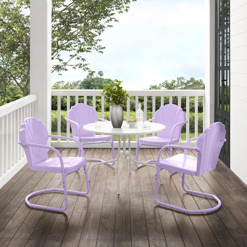 Tulip 5Pc Retro Outdoor Dining Set- Dining Table & 4 Chairs. Picture 7