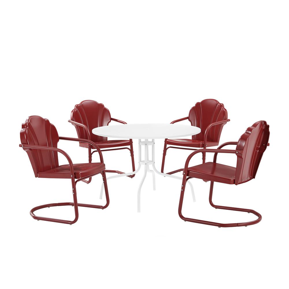 Tulip 5Pc Outdoor Metal Dining Set Dark Red Satin/White Satin - Dining Table & 4 Chairs. Picture 13