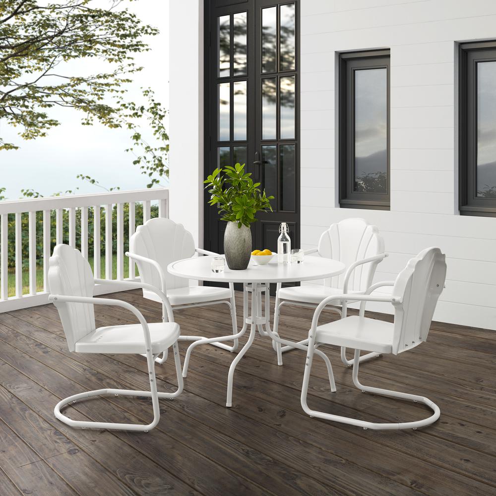 Tulip 5Pc Outdoor Metal Dining Set White Satin - Dining Table & 4 Chairs. Picture 12