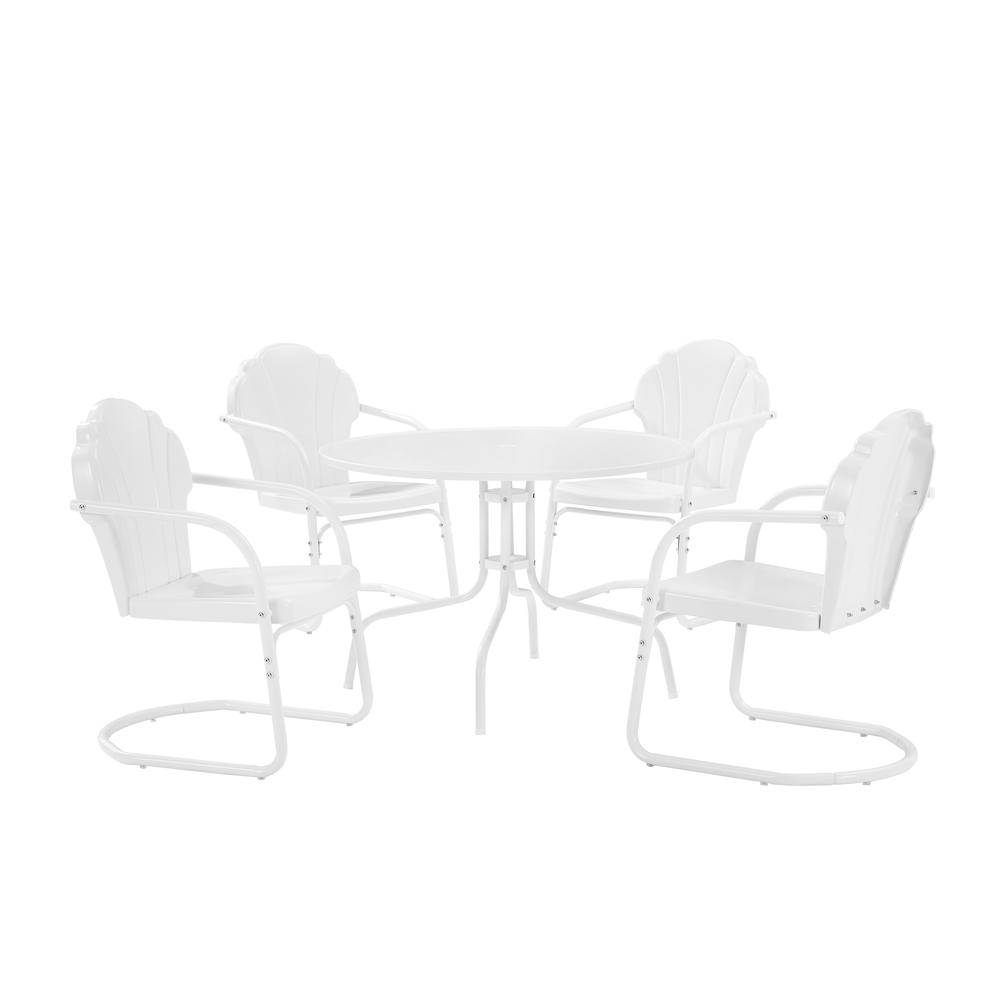 Tulip 5Pc Outdoor Metal Dining Set White Satin - Dining Table & 4 Chairs. Picture 5