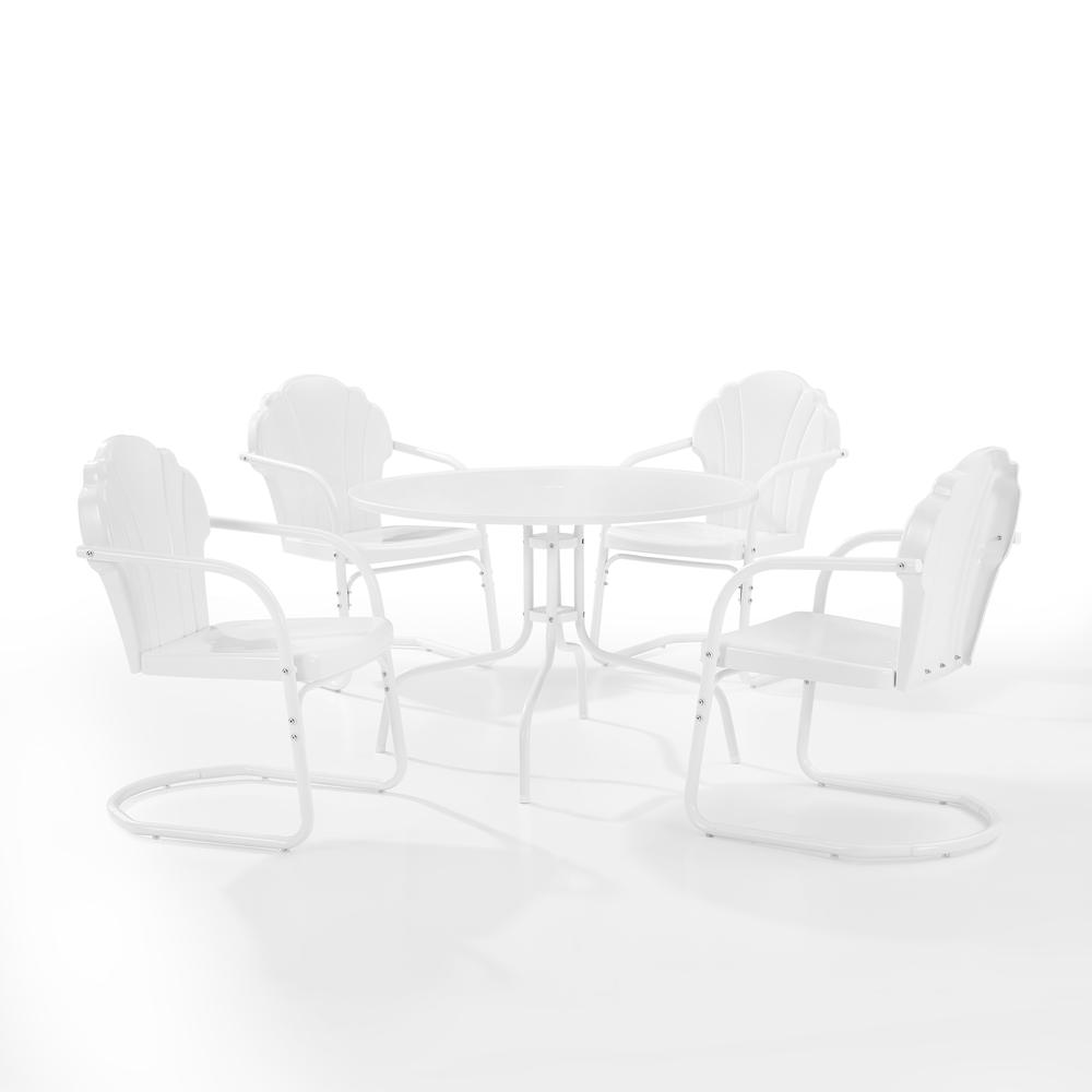 Tulip 5Pc Outdoor Metal Dining Set White Satin - Dining Table & 4 Chairs. Picture 3