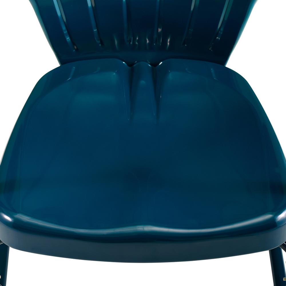 Ridgeland 3Pc Outdoor Metal Bistro Set Navy Gloss /White Satin - Bistro Table & 2 Chairs. Picture 1