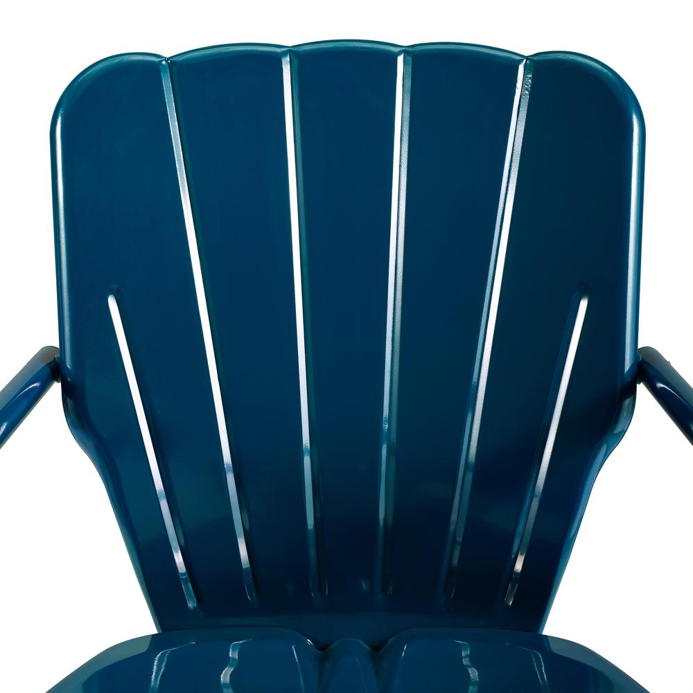 Ridgeland 3Pc Outdoor Metal Bistro Set Navy Gloss /White Satin - Bistro Table & 2 Chairs. Picture 6