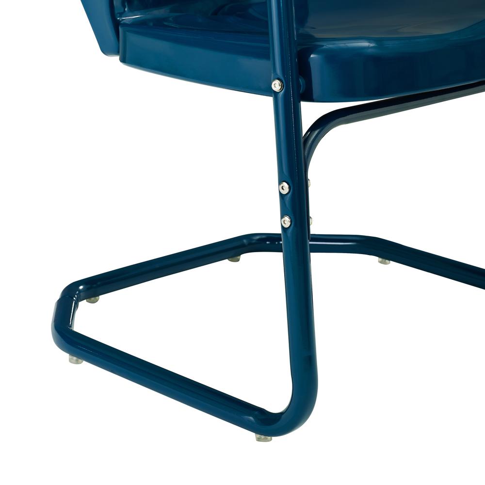 Ridgeland 3Pc Outdoor Metal Bistro Set Navy Gloss /White Satin - Bistro Table & 2 Chairs. Picture 9