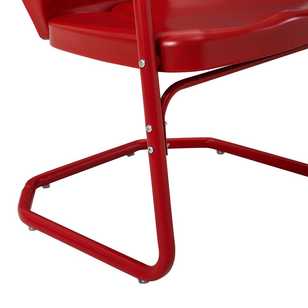Ridgeland 3Pc Outdoor Metal Bistro Set Bright Red Gloss/White Satin - Bistro Table & 2 Chairs. Picture 6