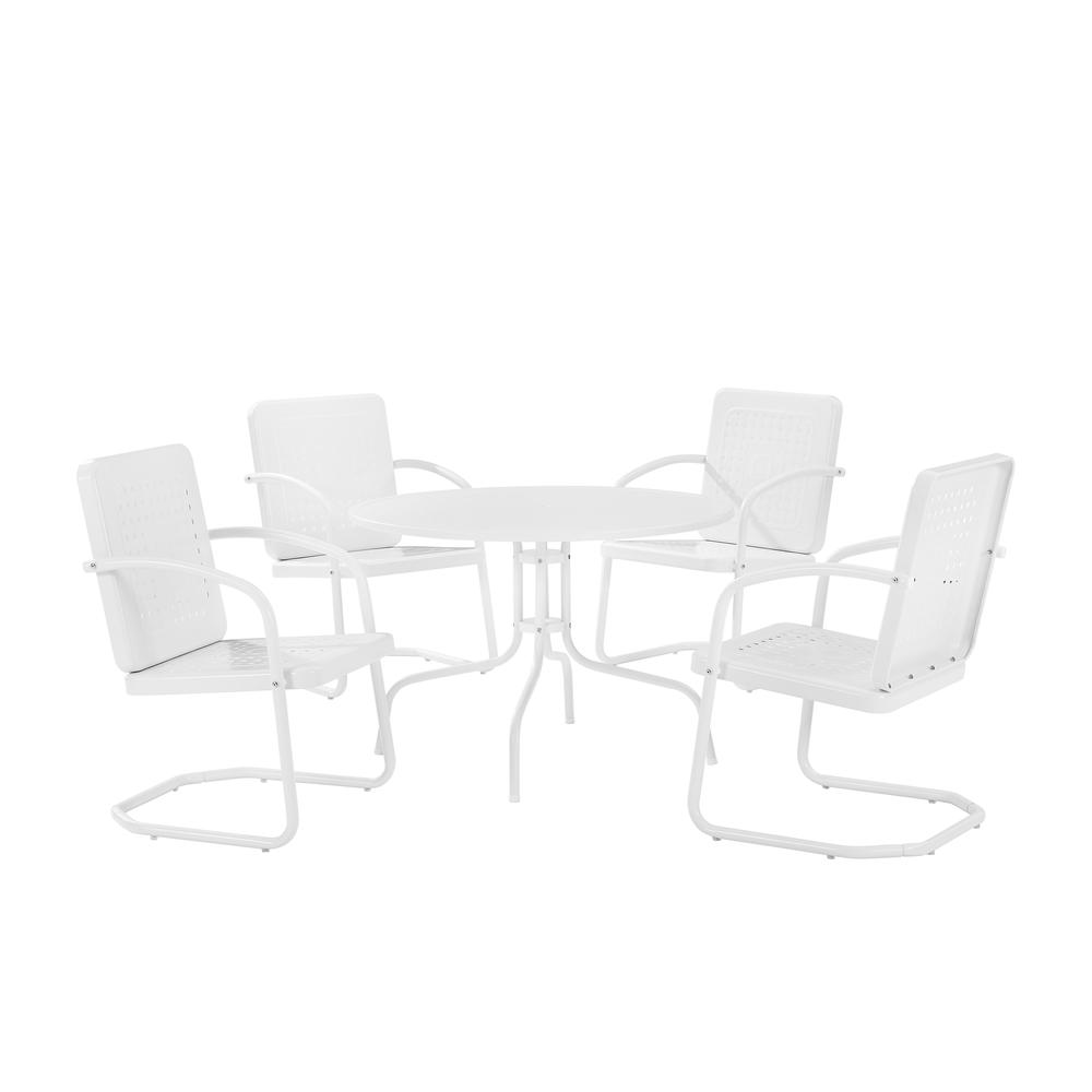 Bates 5Pc Outdoor Dining Set White Gloss /White Satin - Dining Table & 4 Chairs. Picture 9