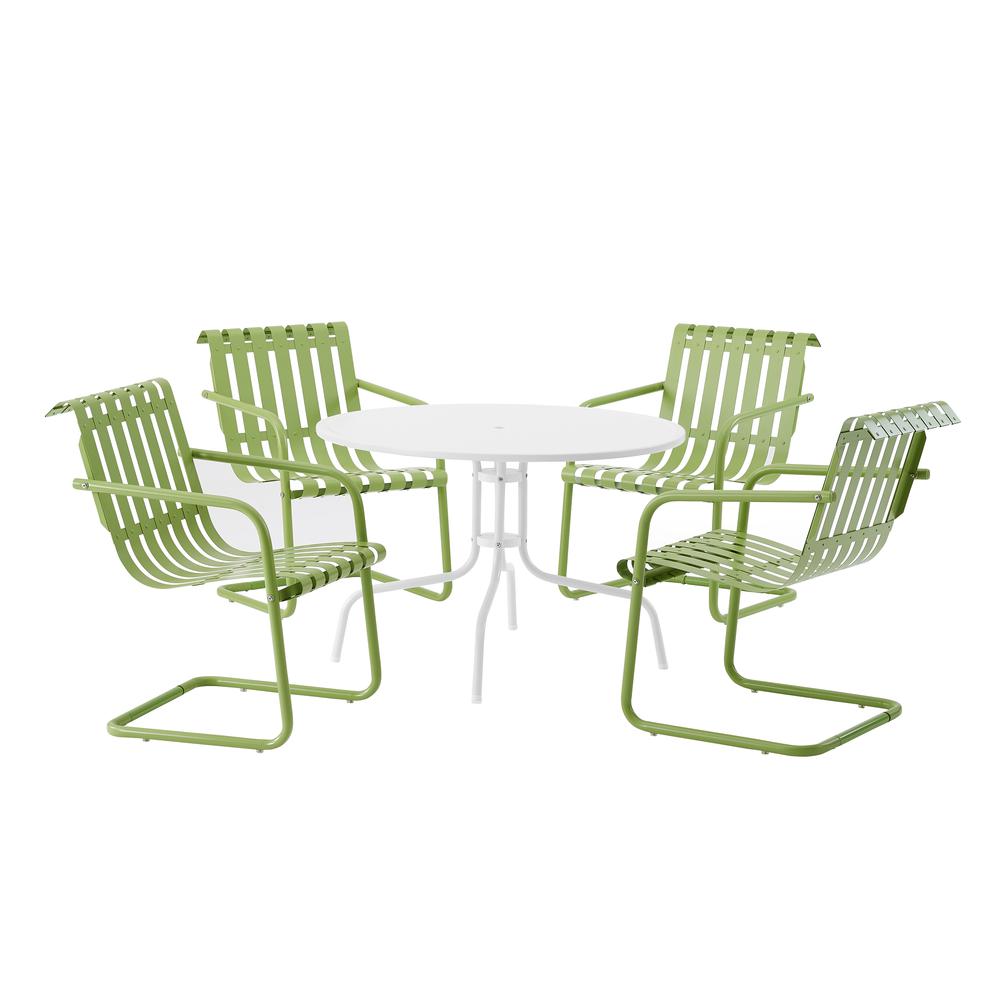 Gracie 5Pc Outdoor Metal Dining Set Pastel Green Satin/White Satin - Dining Table & 4 Armchairs. Picture 6