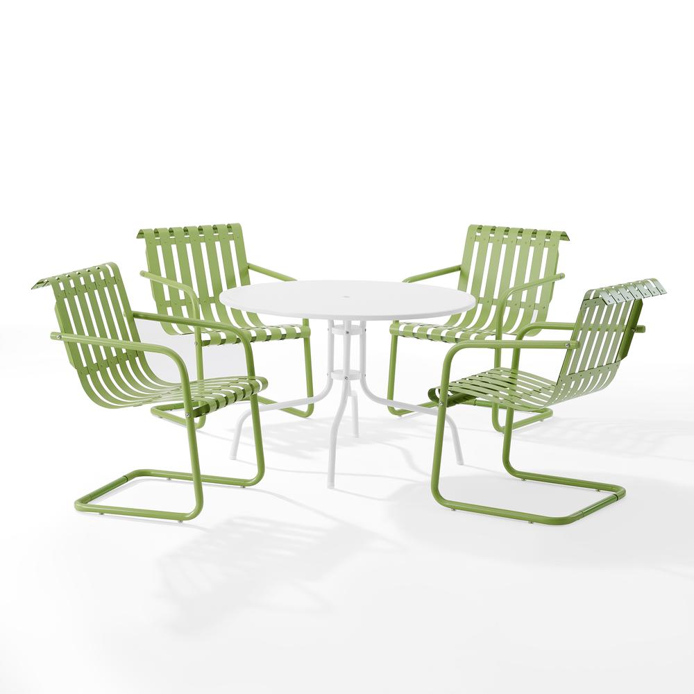 Gracie 5Pc Outdoor Metal Dining Set Pastel Green Satin/White Satin - Dining Table & 4 Armchairs. Picture 3