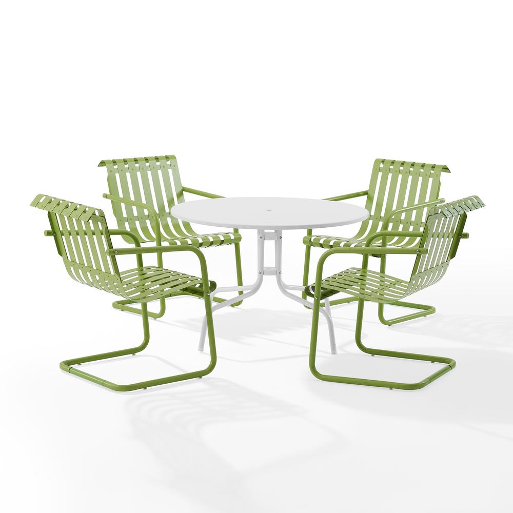 Gracie 5Pc Outdoor Metal Dining Set Pastel Green Satin/White Satin - Dining Table & 4 Armchairs. Picture 5