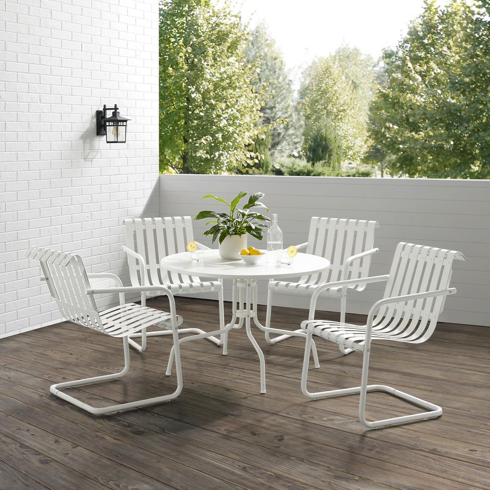 Gracie 5Pc Outdoor Metal Dining Set White Satin - Dining Table & 4 Armchairs. Picture 2