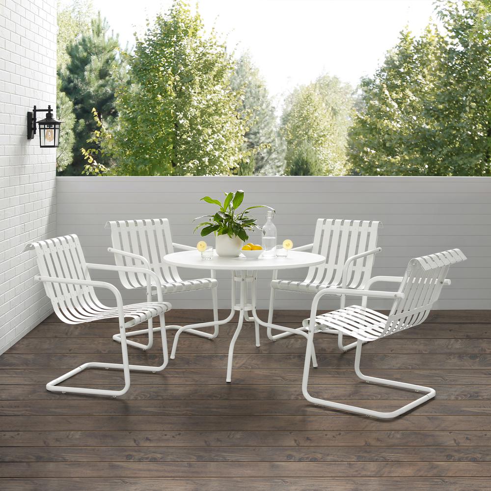 Gracie 5Pc Outdoor Metal Dining Set White Satin - Dining Table & 4 Armchairs. Picture 6