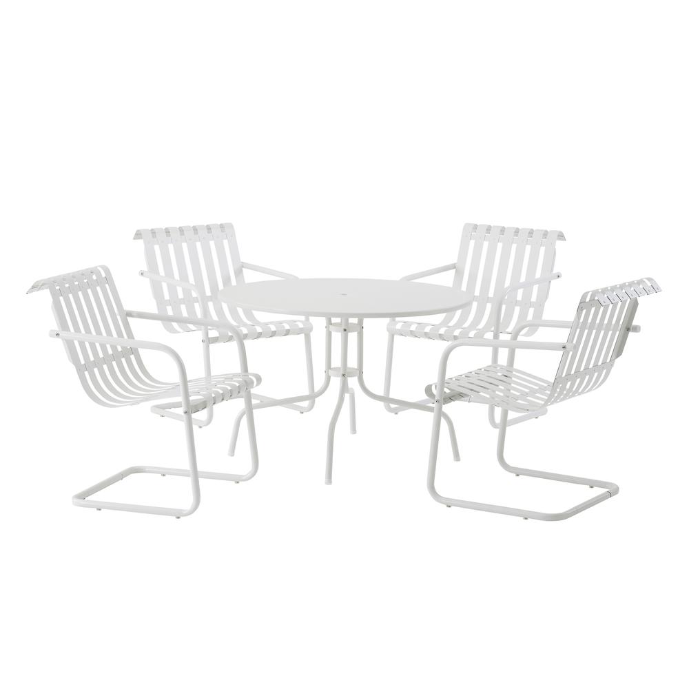 Gracie 5Pc Outdoor Metal Dining Set White Satin - Dining Table & 4 Armchairs. Picture 1